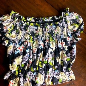 Marissa Webb Small Black cropped off-shoulder short sleeve top